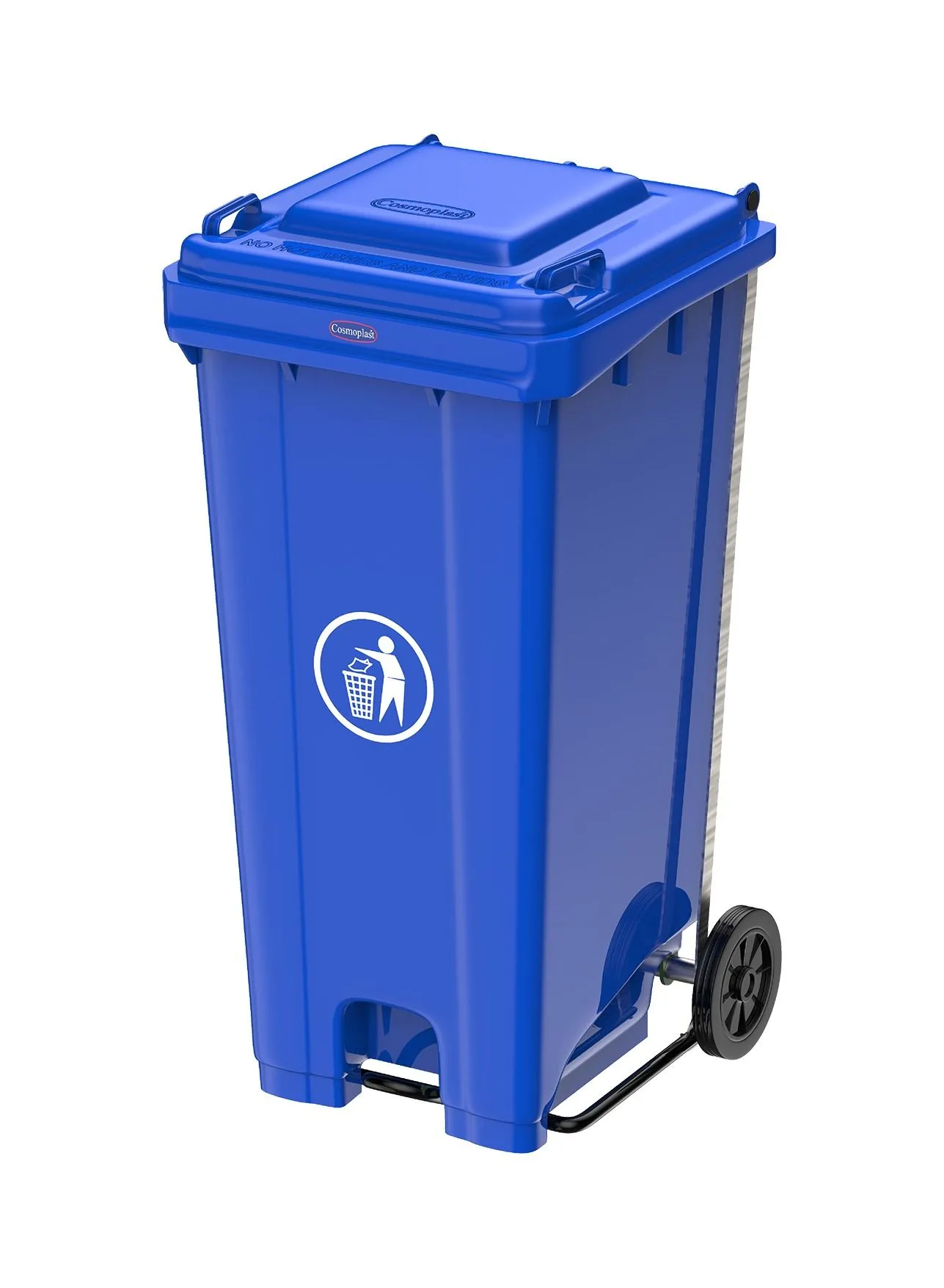 Cosmoplast 120L Industrial Waste Bin with Pedal & Wheels