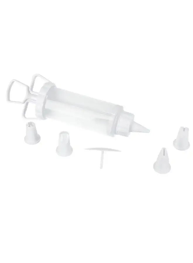 Royalford 4-Piece Plastic Nozzles With Icing Bag White/Clear