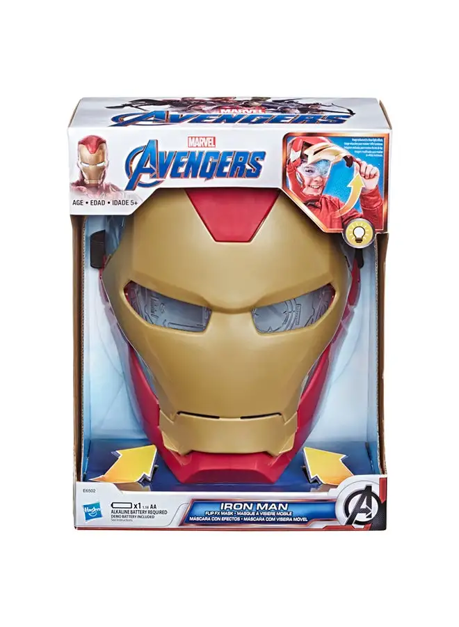 AVENGERS Marvel Avengers Iron Man Flip FX Mask with Flip-Activated Light Effects for Costume and Role-Play Dress Up