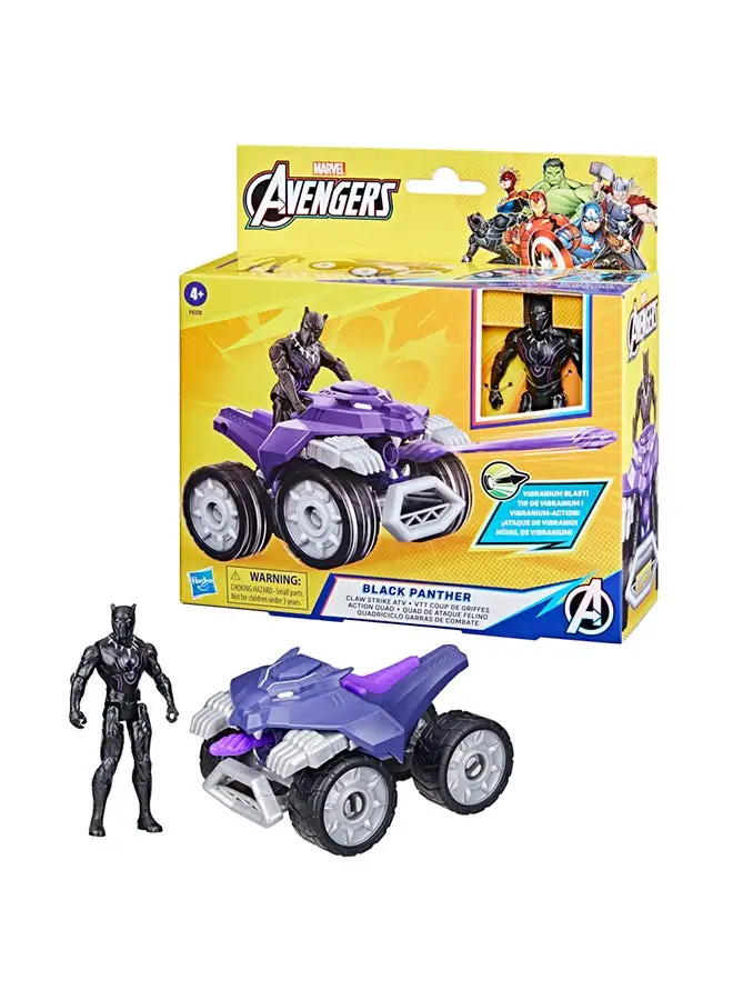 AVENGERS Marvel Avengers Epic Hero Series Black Panther Claw Strike ATV, Toy Car Playset with Action Figure and Accessories, Super Hero Toys for Kids 4 and Up