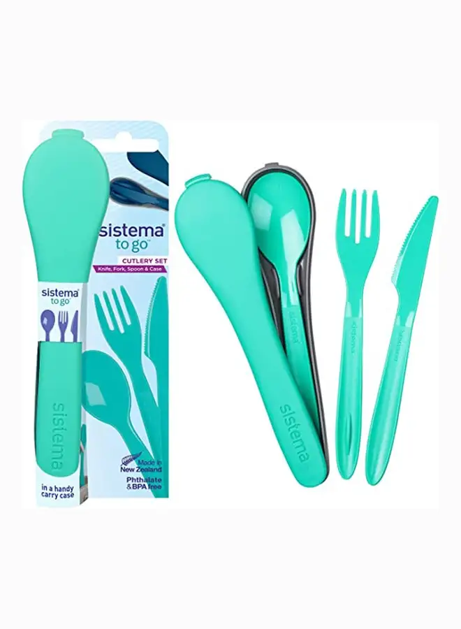 sistema Sistema Cutlery Set to Go Teal