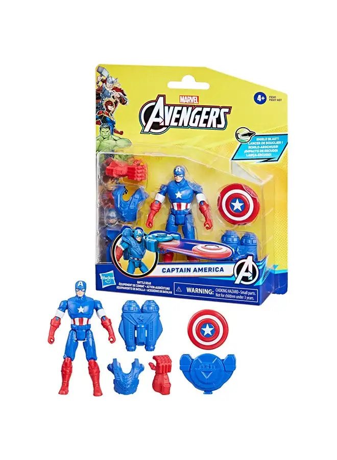 AVENGERS Marvel Avengers Epic Hero Series Battle Gear Captain America Action Figure, 4-inch, Super Hero Toys For Kids Ages 4 and Up