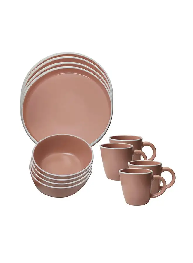 Feelings DINNER SET STONEWARE 12 PCS-PINK