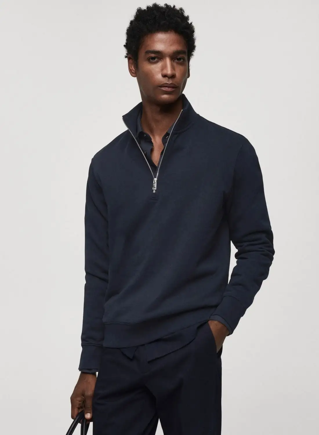 Mango Man Zip Detail Sweatshirt