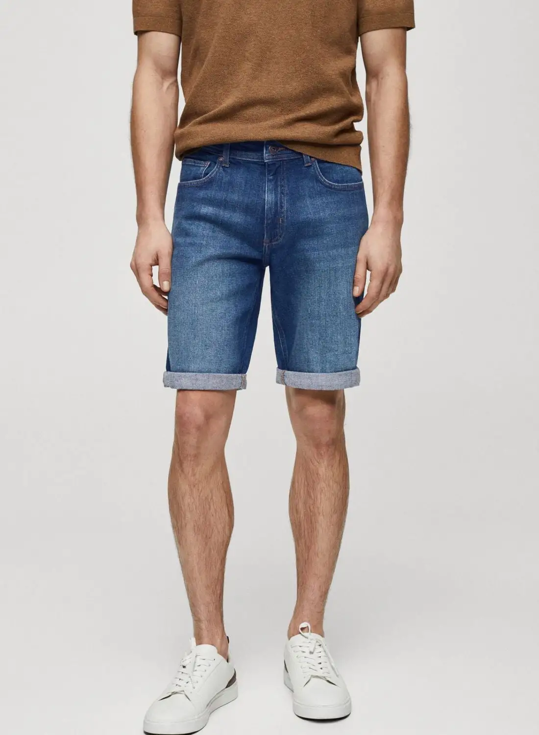 Mango Man Mid Wash Denim Shorts