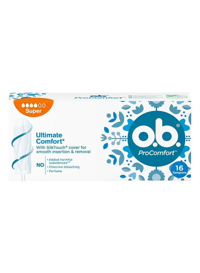 o.b. Procomfort Super Tampons White 16 Pieces