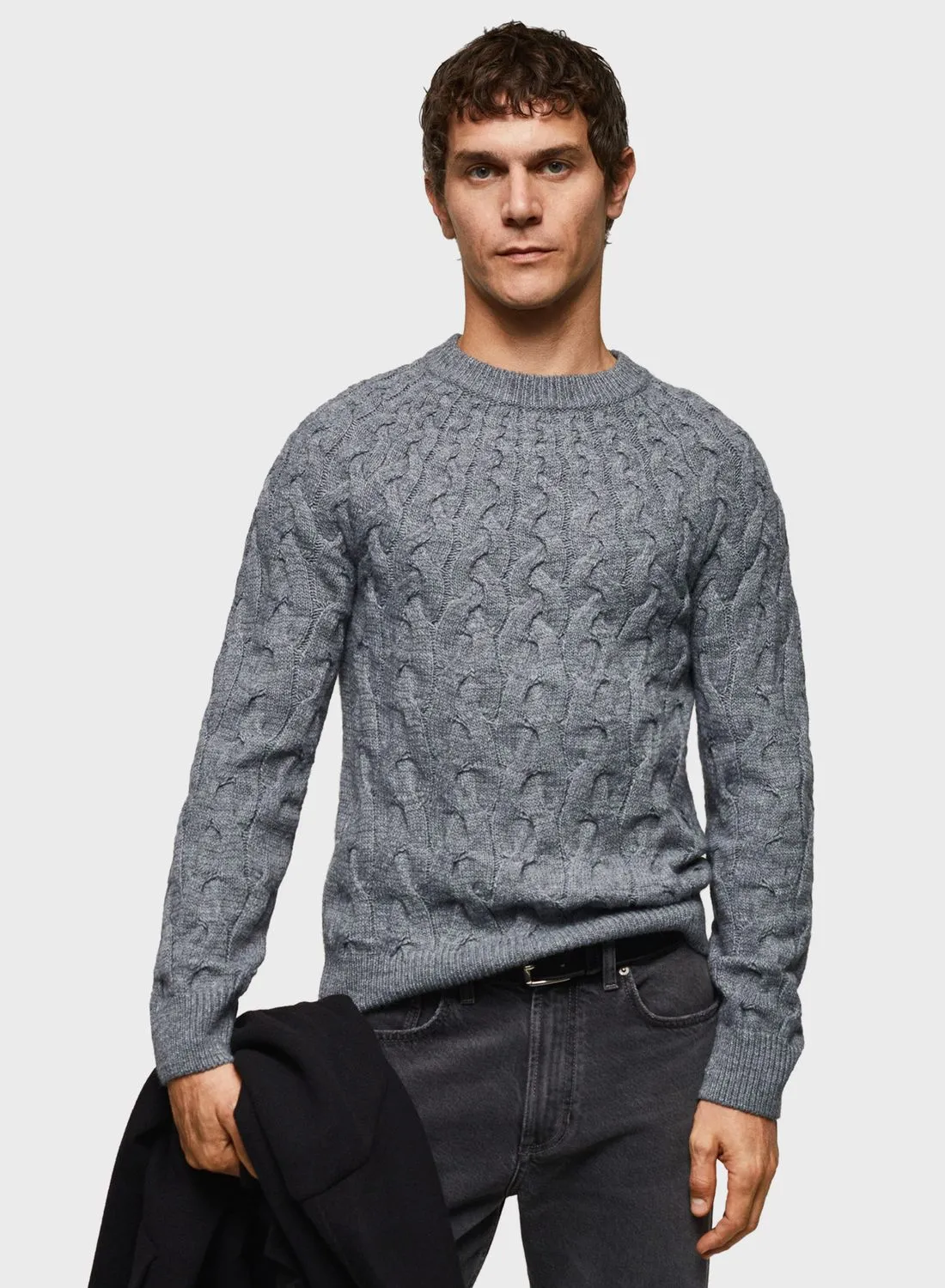 Mango Man Essential Cable Knitted Sweater