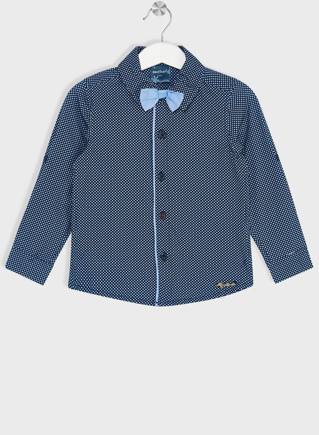 Nautinati Nauti Nati Boys Navy Blue Standard Opaque Printed Casual Shirt