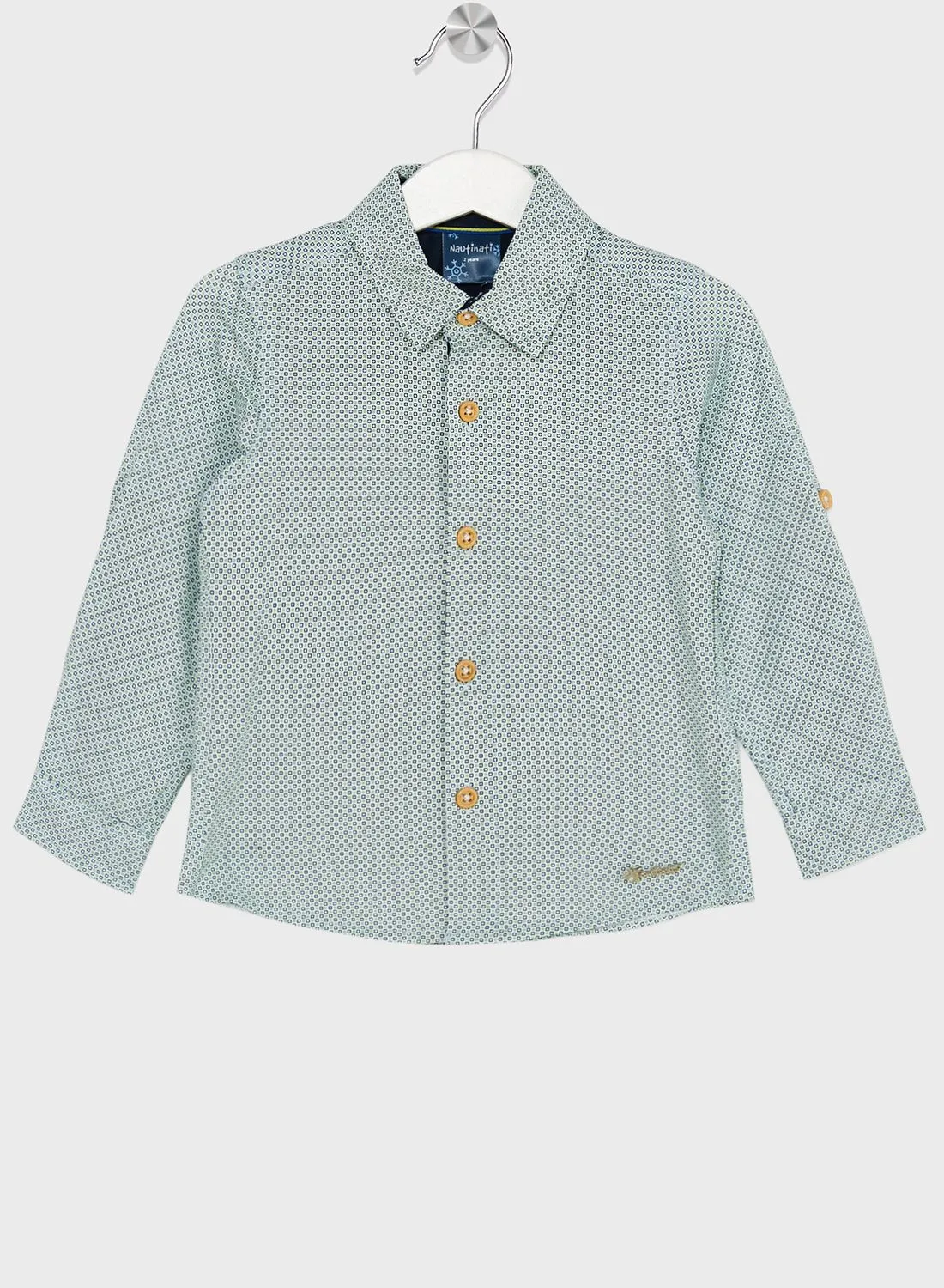 Nautinati Nauti Nati Boys Green Standard Opaque Printed Casual Shirt