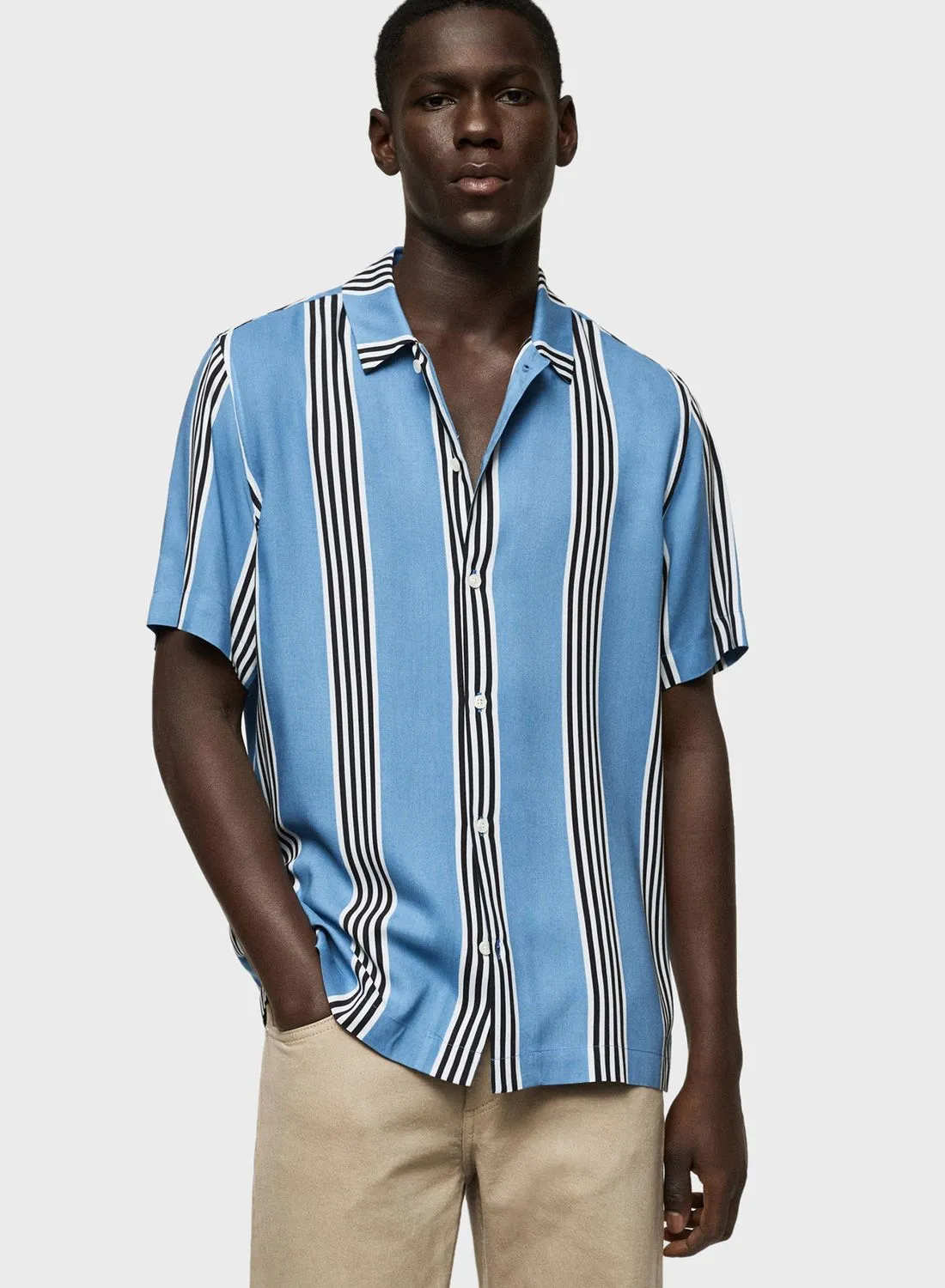 Mango Man Striped Regular Fit Shirt