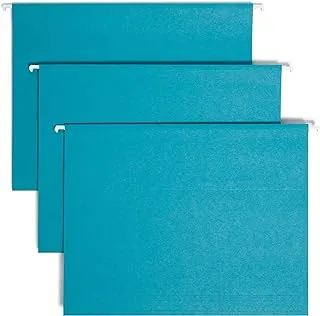 Smead Colored Hanging File Folder with Tab, 1/5-Cut Adjustable Tab, Letter Size, Teal, 25 per Box (64074)