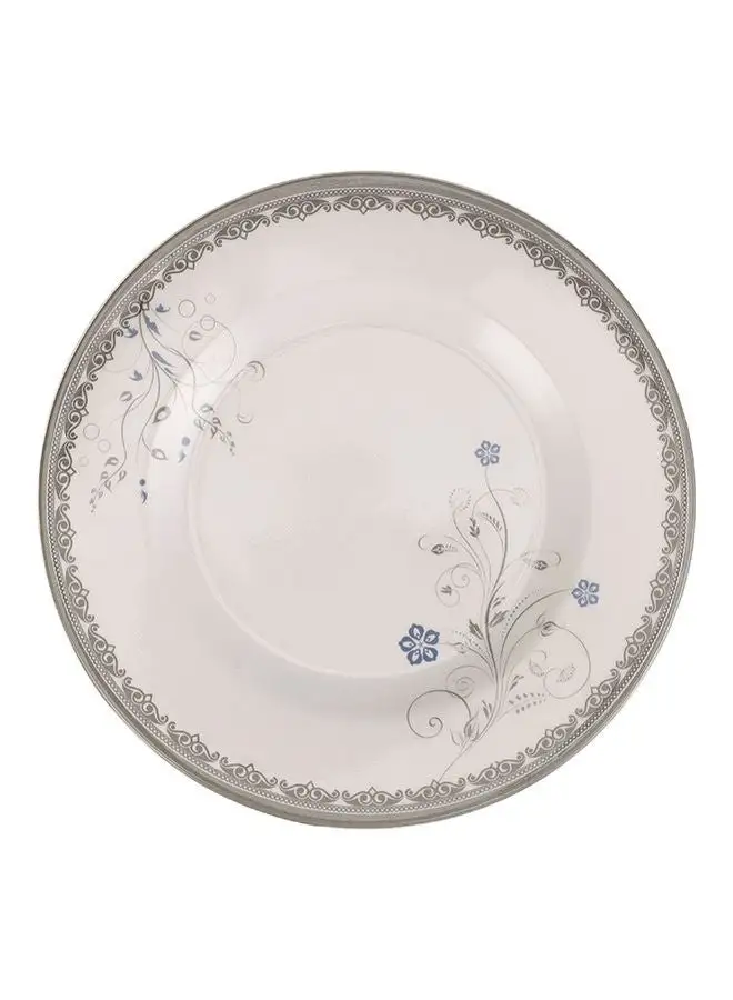 Royalford Royalford Melamineware Flat Plate, Round Dinner Plate RF10603 Plate with Elegant Floral Design Ideal for Dinner, Lunch, Breakfast, Parties & More White 10inch