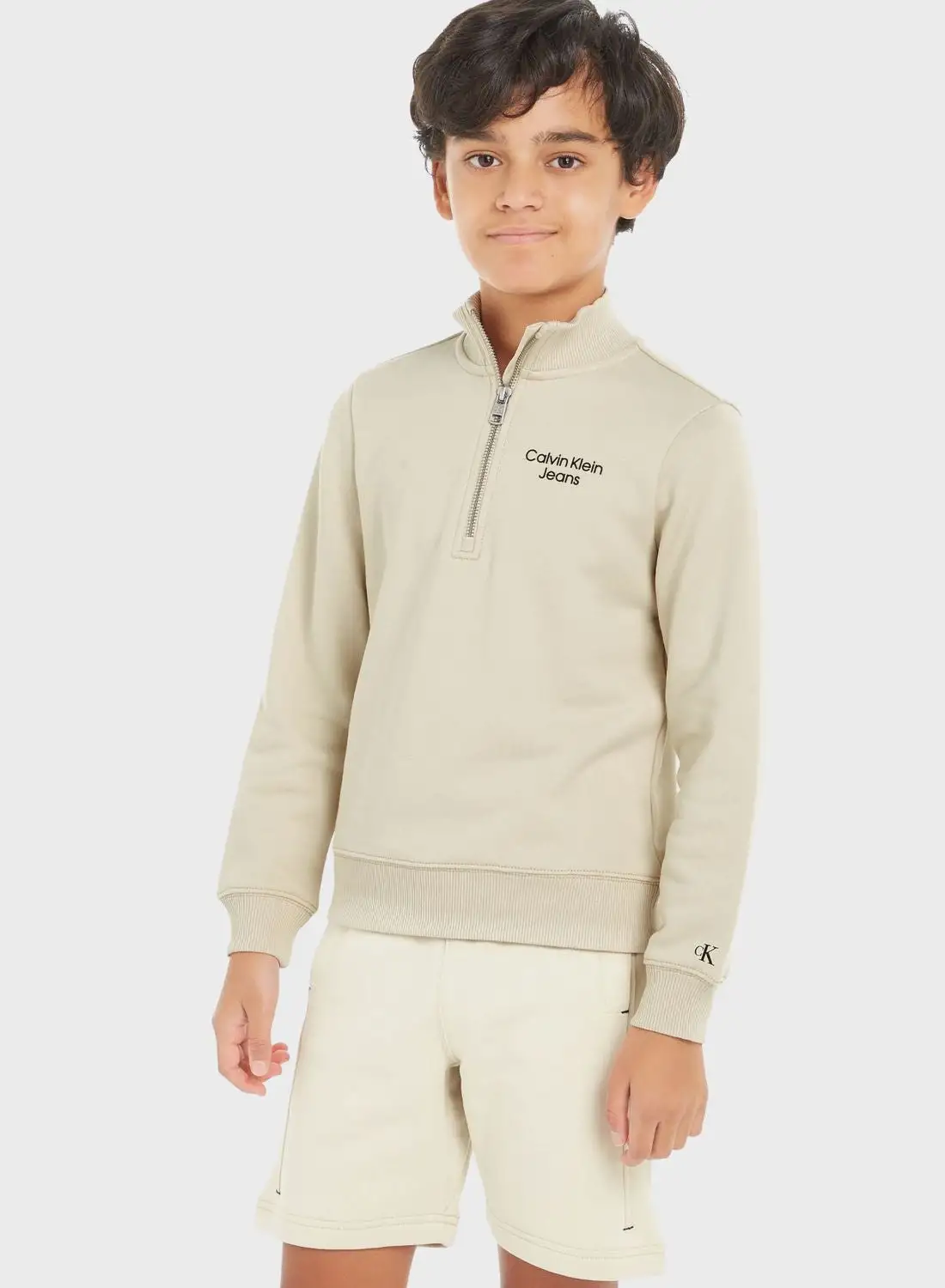 Calvin Klein Jeans Kids Logo Half Zip Sweatshirt