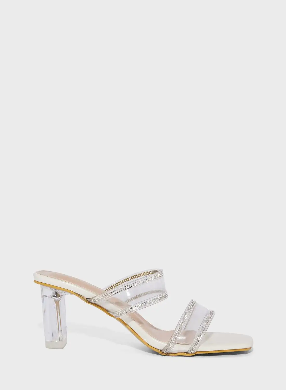 ELLA Clear Double Strap Diamante Trime Sandal