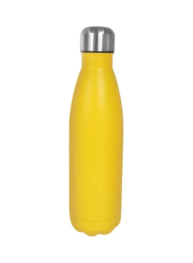 Royalford Vacuum Stainless Steel Hot And Cold Leak-Resistant Sports Drink Bottle For Indoor/Outdoor Use Yellow 1000ml