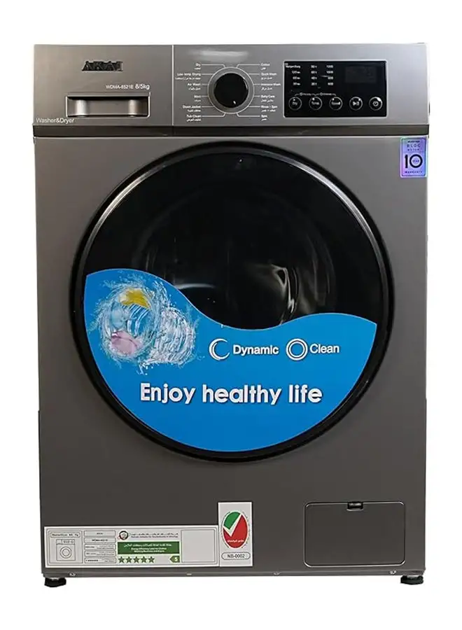 AKAI Washer Dryer, Fully Automatic Front Load Combo Wash, 1200 RPM, 14 Wash Programs, With Inverter BLDC Motor, 10 Years Warranty On Motor, Child Lock And LED Display 8.5 kg 1700 W WDMA-8521E Titanium