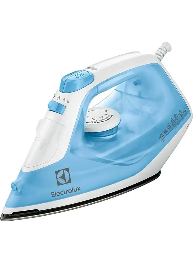 Electrolux Steam Iron With Powerful Steam Shot, Ceramic Sole Plate, Anti Calc Drip Self Clean And Auto Shutoff, Automatic Steam Adjustment, Safe Touch Indicator, Light Weight-Easy To Use 250 ml 2300 W EDB1730 Blue