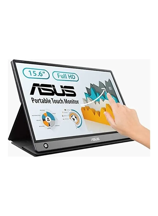 ASUS ZenScreen MB16AMT 15.6-Inch Full HD Portable Monitor Touch Screen IPS Non-Glare Built-In Battery And Speakers Eye Care USB Type-C Micro HDMI With Foldable Smart Case black