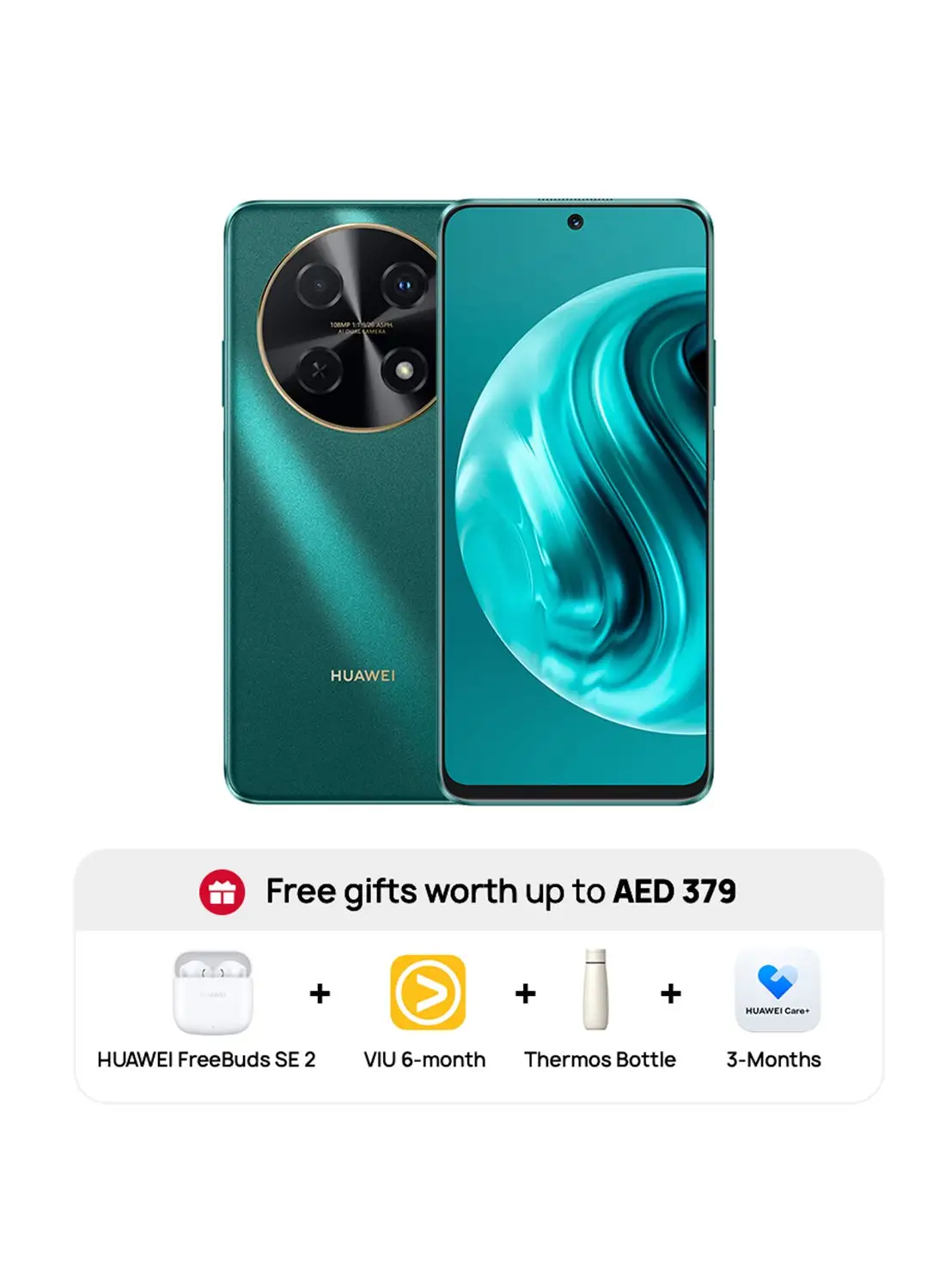 HUAWEI Nova 12i Dual SIM Green 8GB RAM 256GB 4G LTE With FBSE2 + 6 Months VIU + Thermos Bottle + 3 Months Huawei Care+ Worth AED 379 - Middle East Version