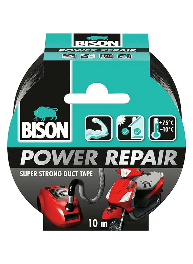 Bison Bison Power Repair Tape Black 10 m, Super strong repair and duct tape for universal use with high initial tack