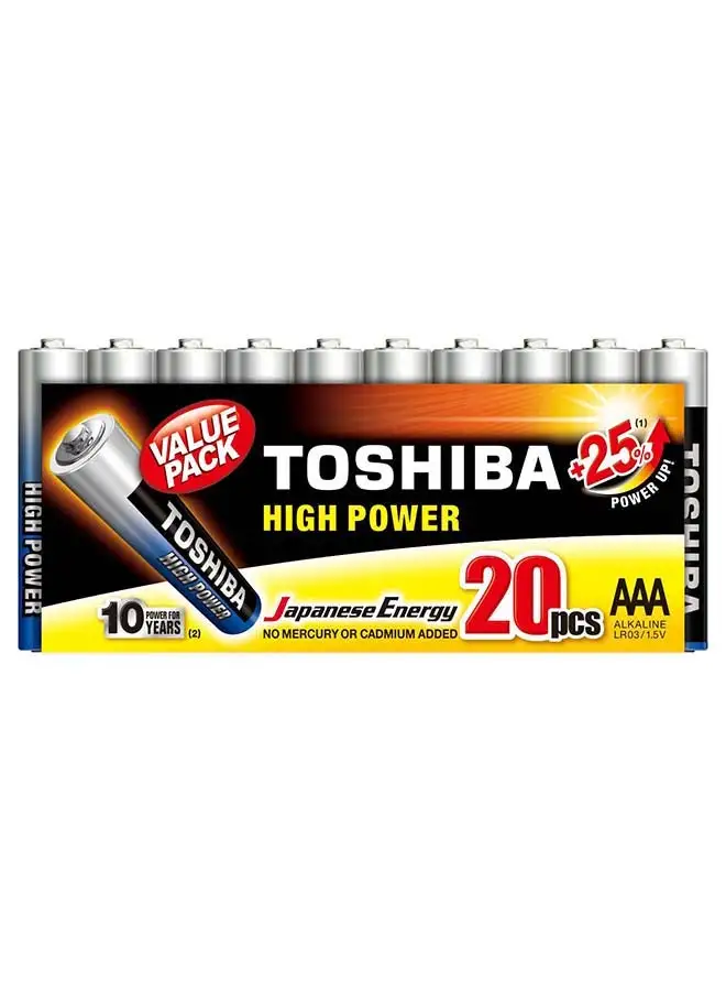 Toshiba High Power LR03 AAA Battery 20 Pieces