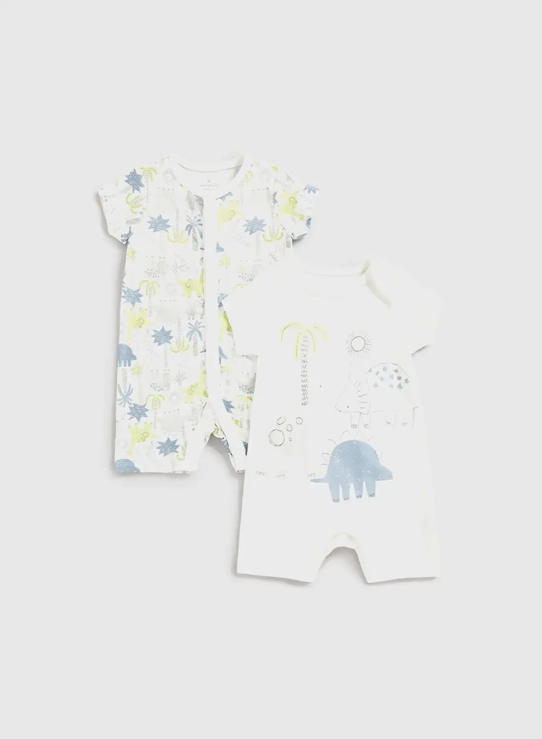 mothercare Infant 2 Pack Dino Printed Rompers