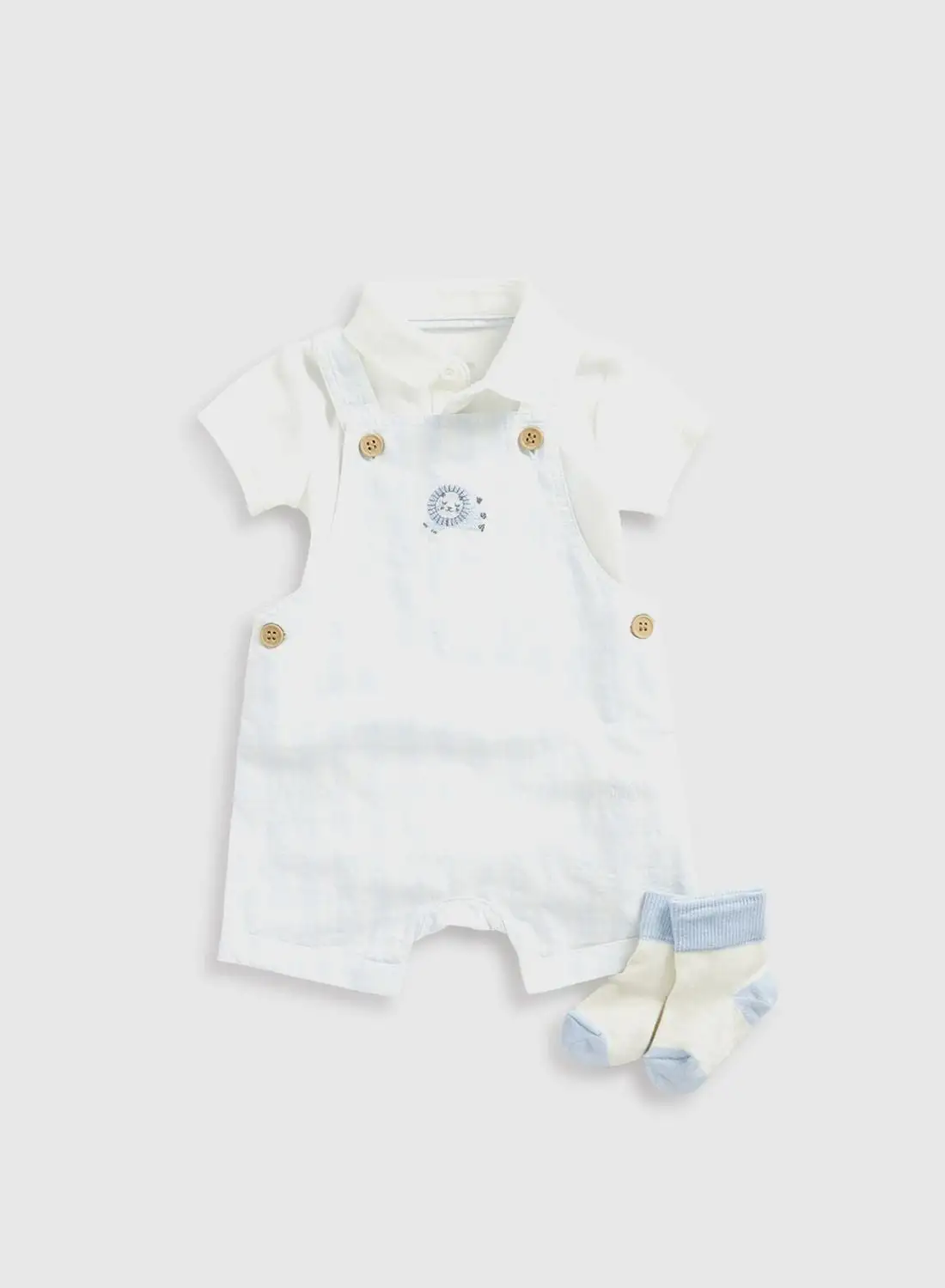 mothercare Kids Graphic Bodysuit, Dungaree & Socks Set