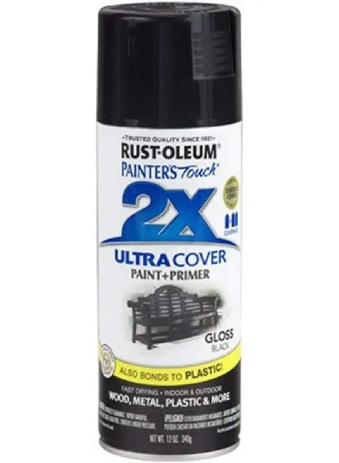 RUST-OLEUM Rust-Oleum 249122 Painter's Touch 2X Ultra Cover Spray Paint, 12 oz, Gloss Black