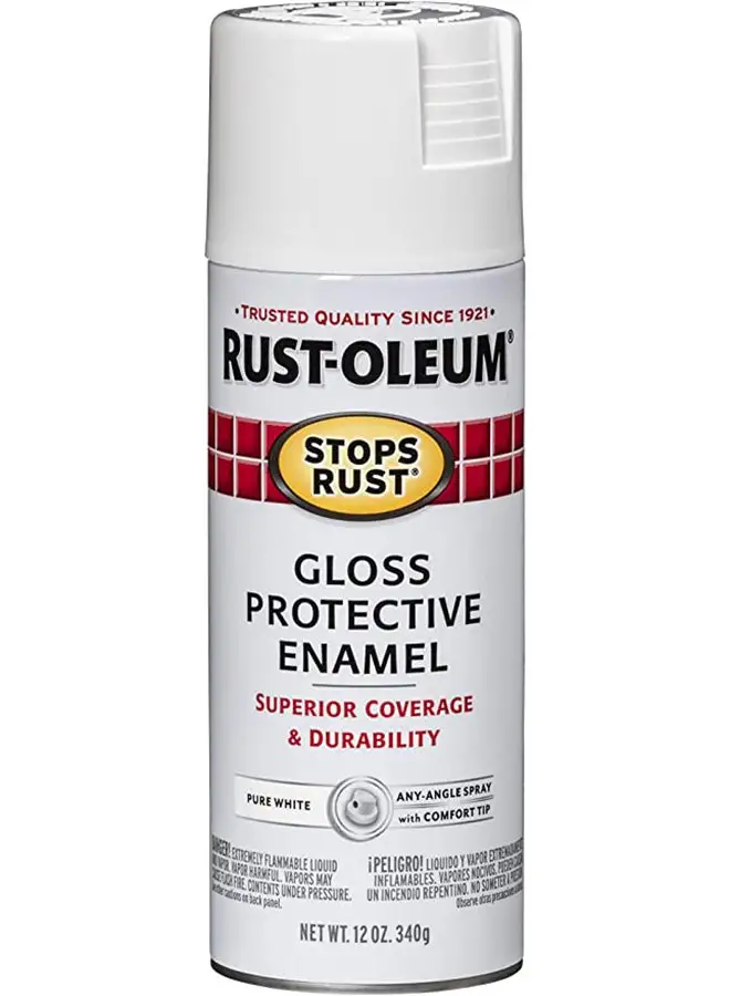 طلاء رش RUST-OLEUM يوقف لمعان الأكسدة باللون الأبيض النقي