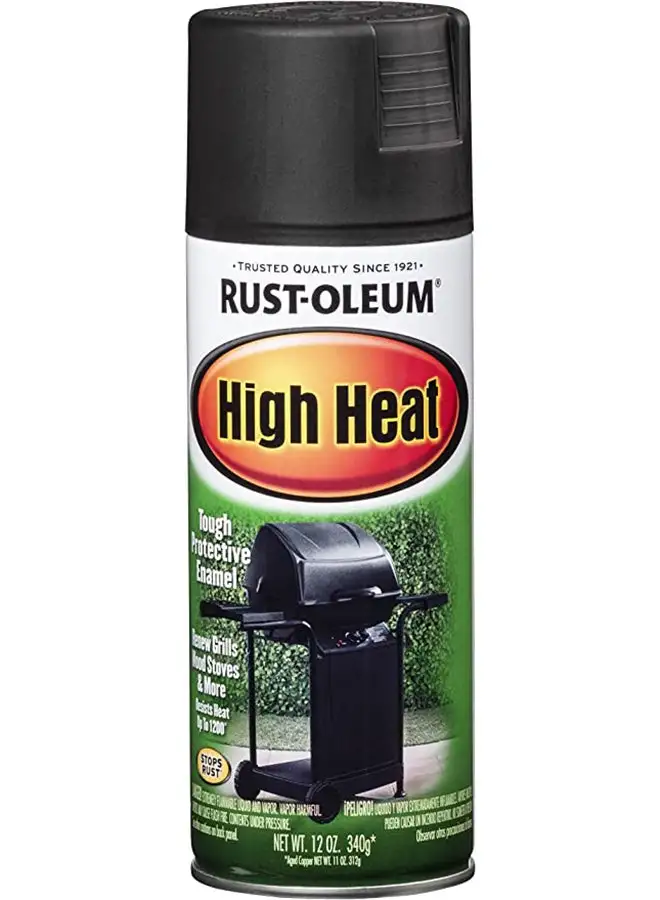 طلاء رش عالي الحرارة من RUST-OLEUM Bar-B-Que باللون الأسود