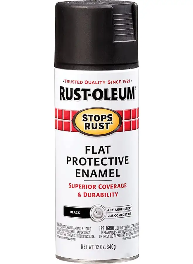 RUST-OLEUM Rust-Oleum 7776830 Stops Rust Enamel Spray Paint, 12 Oz Black Enamel