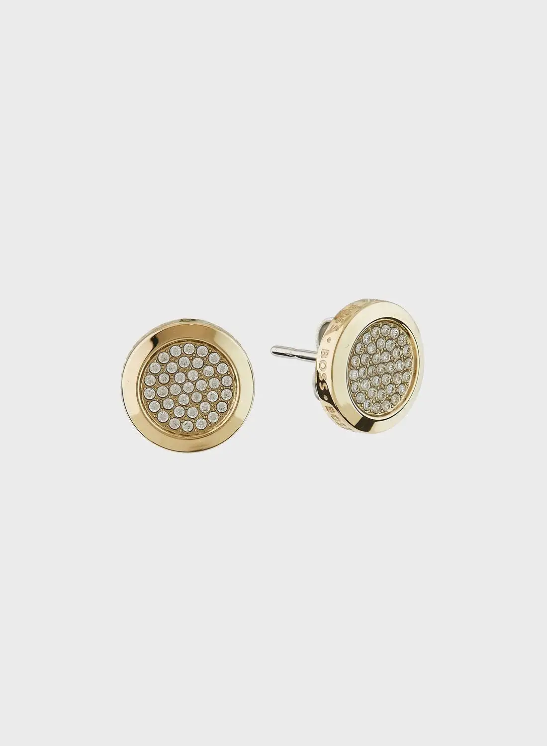 BOSS Ionic Gold Stainless Steel With Crystal Stud Earrings