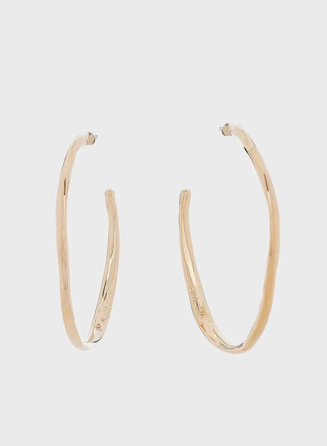 CALVIN KLEIN Stainless Steel & Ionic Plated Carnation Gold Steel Hoop Earrings