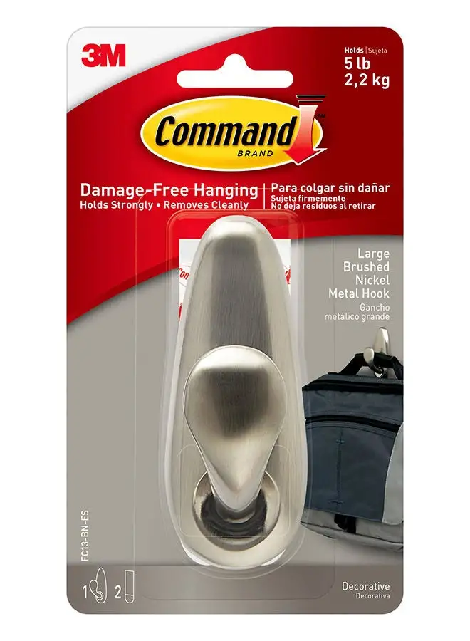 Command Command FC13-BN Forever Classic Hook, Large, Holds 2.2 Kg. each hook, Bronze color. 1 hook and 2 strips/pack