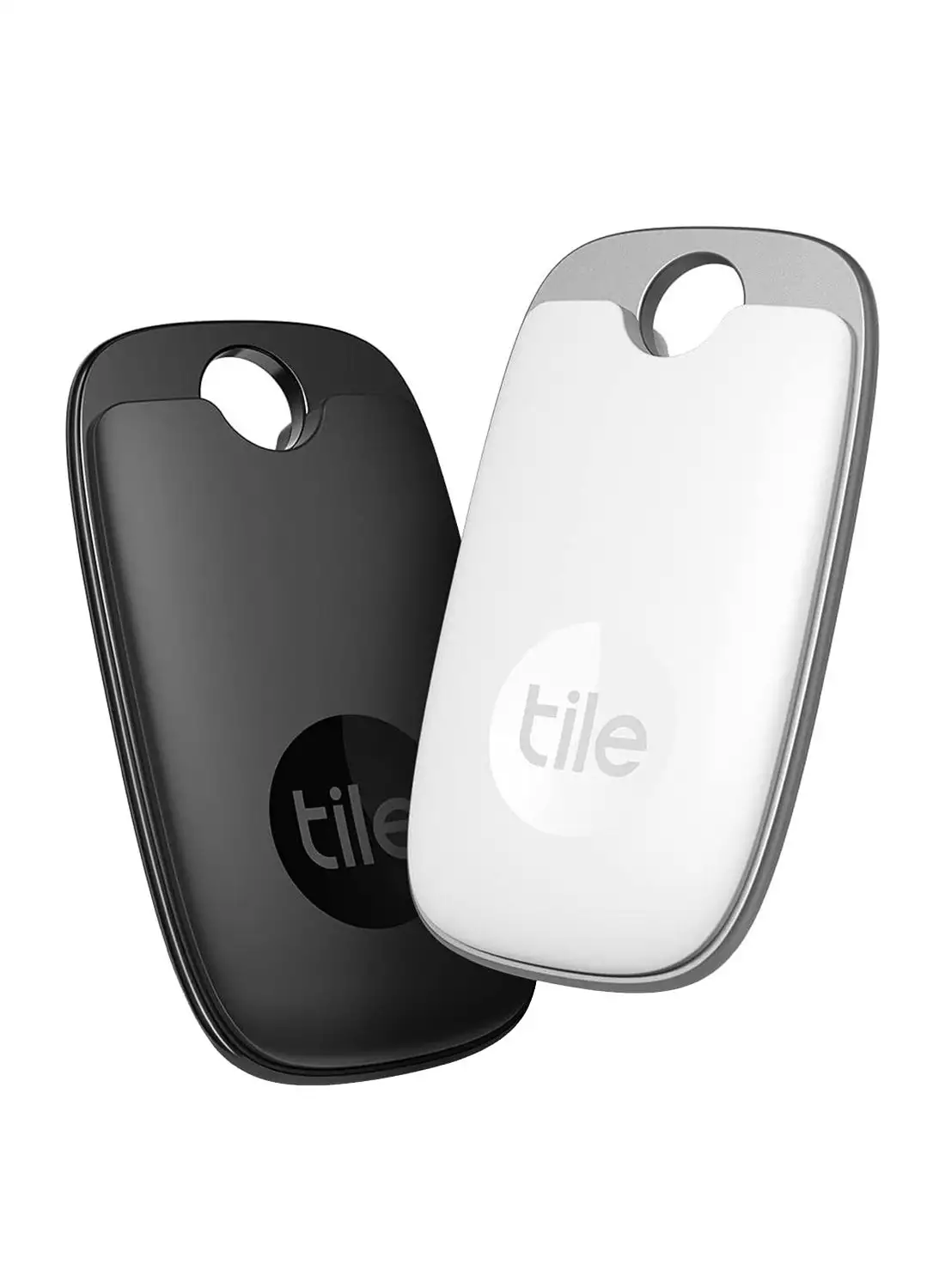 Tile Pro 2022 Bluetooth Item Finder، 2 Pack، نطاق البحث 120 متر، يعمل مع Alexa وGoogle Smart Home، متوافق مع iOS وAndroid، ابحث عن مفاتيحك وأجهزة التحكم عن بعد والمزيد أسود/أبيض