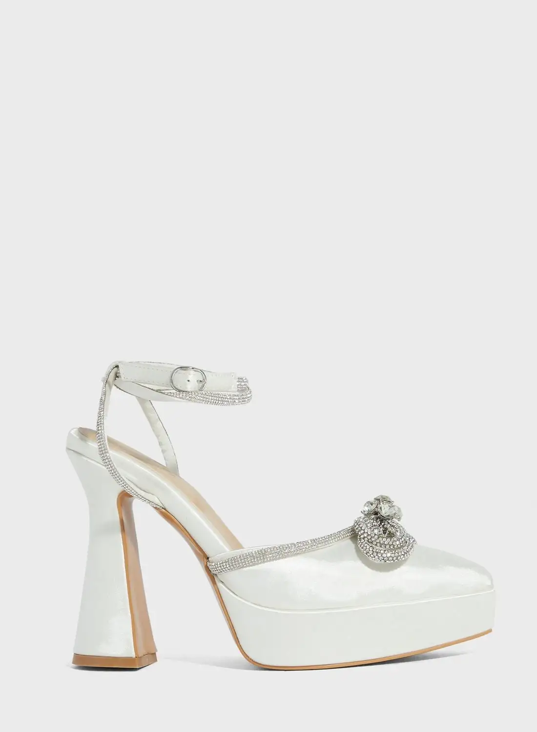 Khizana Jewelled Bow Satin Platform Pump