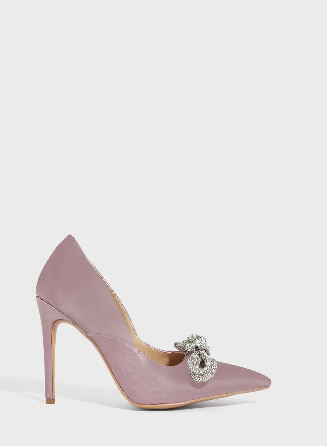 Khizana Jewelled Bow Satin Pointed Pump