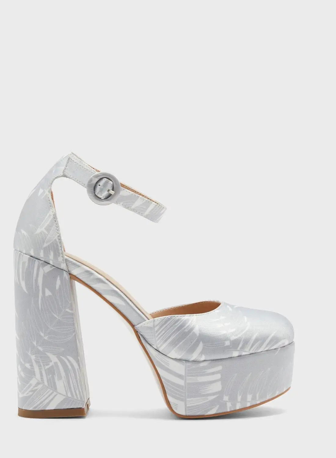 Khizana Satin Palm Print Platform Pump