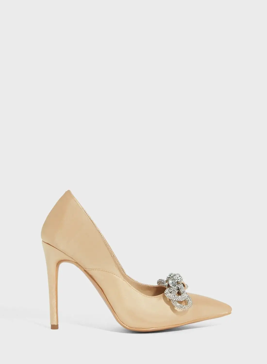 Khizana Jewelled Bow Satin Pointed Pump