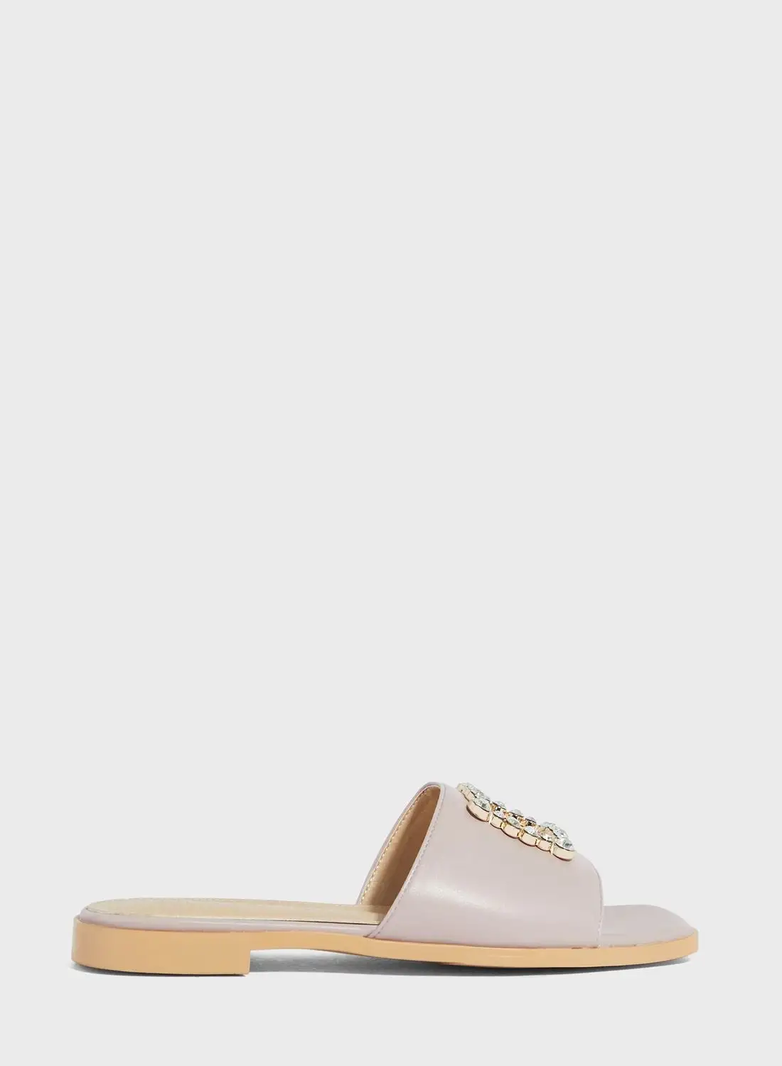 Khizana Diamante Edge Square Cutout Flat Sandal