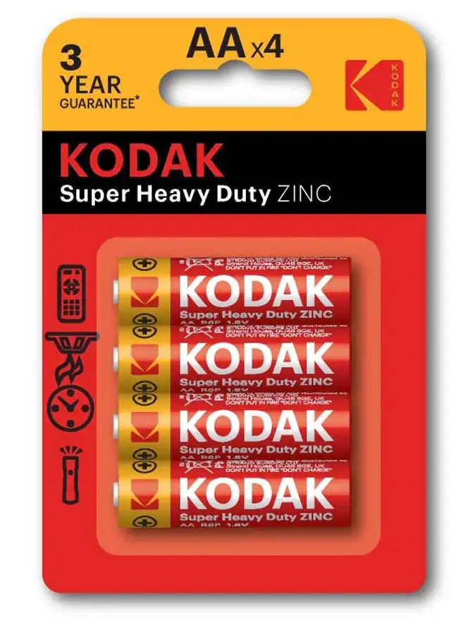 Kodak Kodak Super Heavy Duty Zinc AA Batteries - 4 Pcs