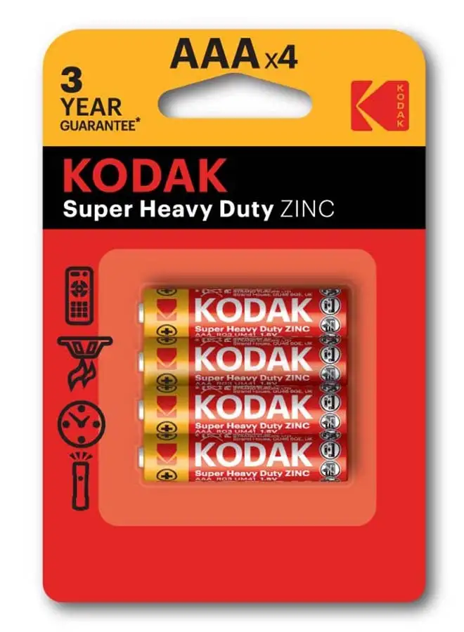 Kodak Kodak Super Heavy Duty Zinc AAA Batteries - 4 Pcs