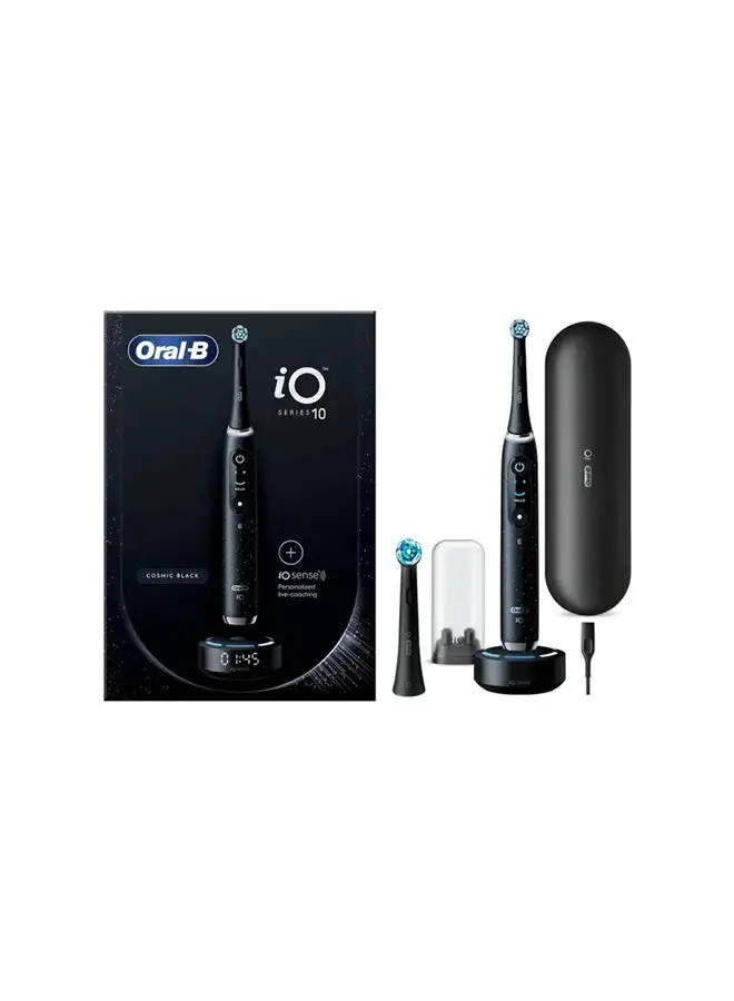 فرشاة أسنان Oral B Io Series 10 Cosmic Black Ai القابلة لإعادة الشحن، 7 أوضاع ذكية لتتبع الأسنان ثلاثي الأبعاد