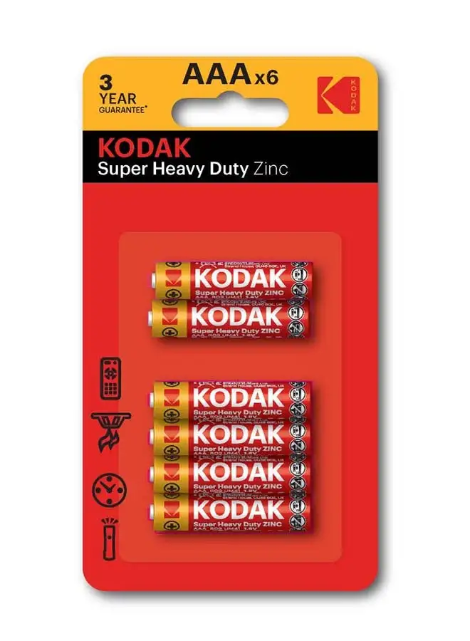 Kodak Kodak Super Heavy Duty Zinc AAA Batteries - 6 Pcs