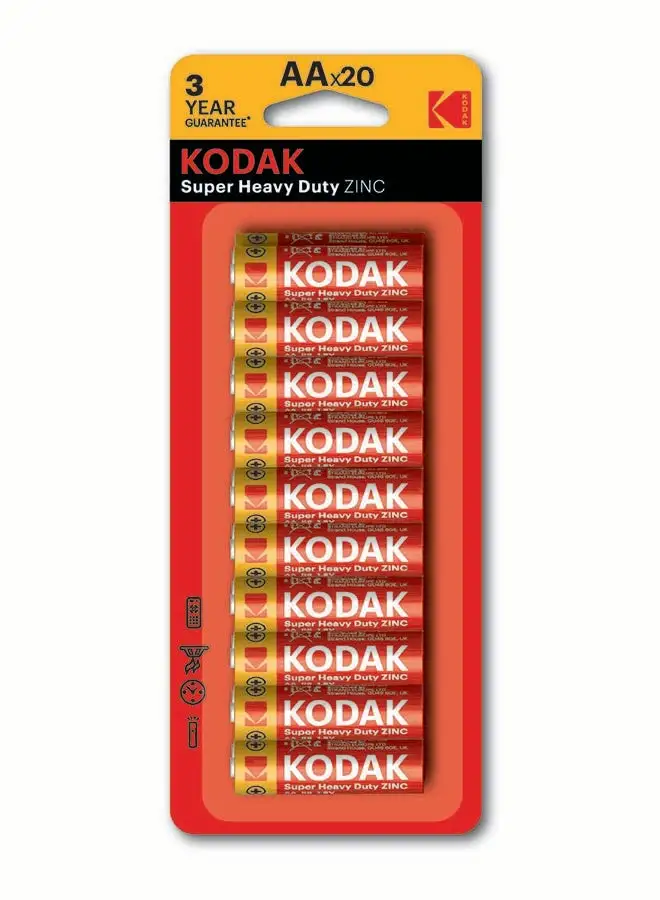 Kodak Kodak Super Heavy Duty Zinc AA Batteries - 20 Pcs