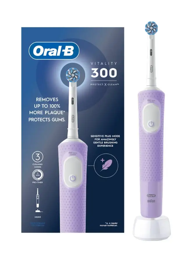 Oral B Vitality 300 Rechargeable Toothbrush With Crossaction Brush Head, 3 Cleaning Modes & 2 Minutes Built-In Timer