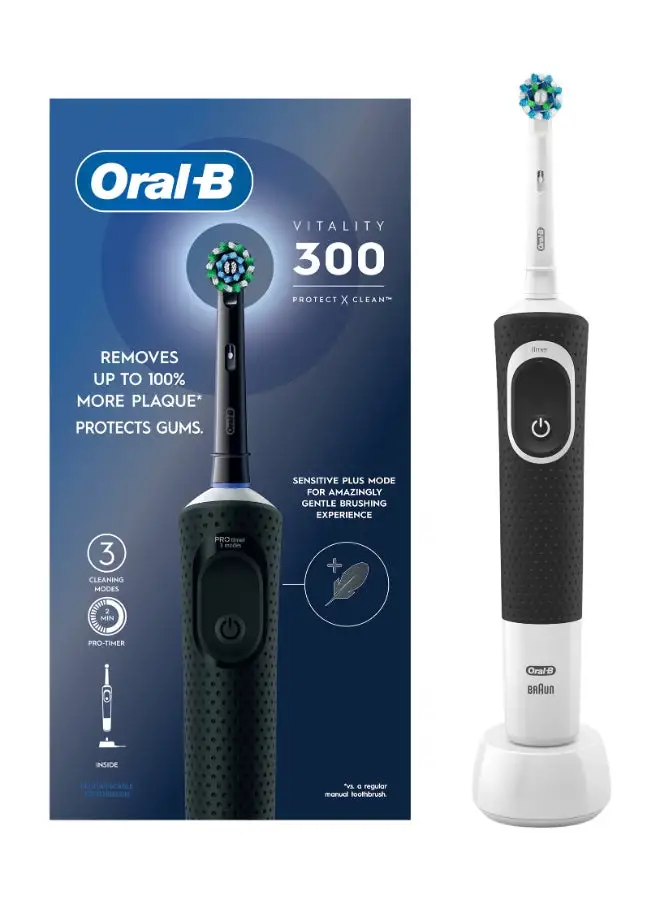 Oral B Vitality 300 Rechargeable Toothbrush With Crossaction Brush Head, 3 Cleaning Modes & 2 Minutes Built-In Timer