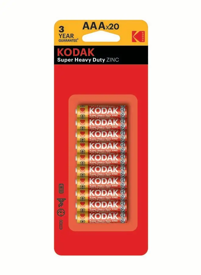 Kodak Kodak Super Heavy Duty Zinc AAA Batteries - 20 Pcs