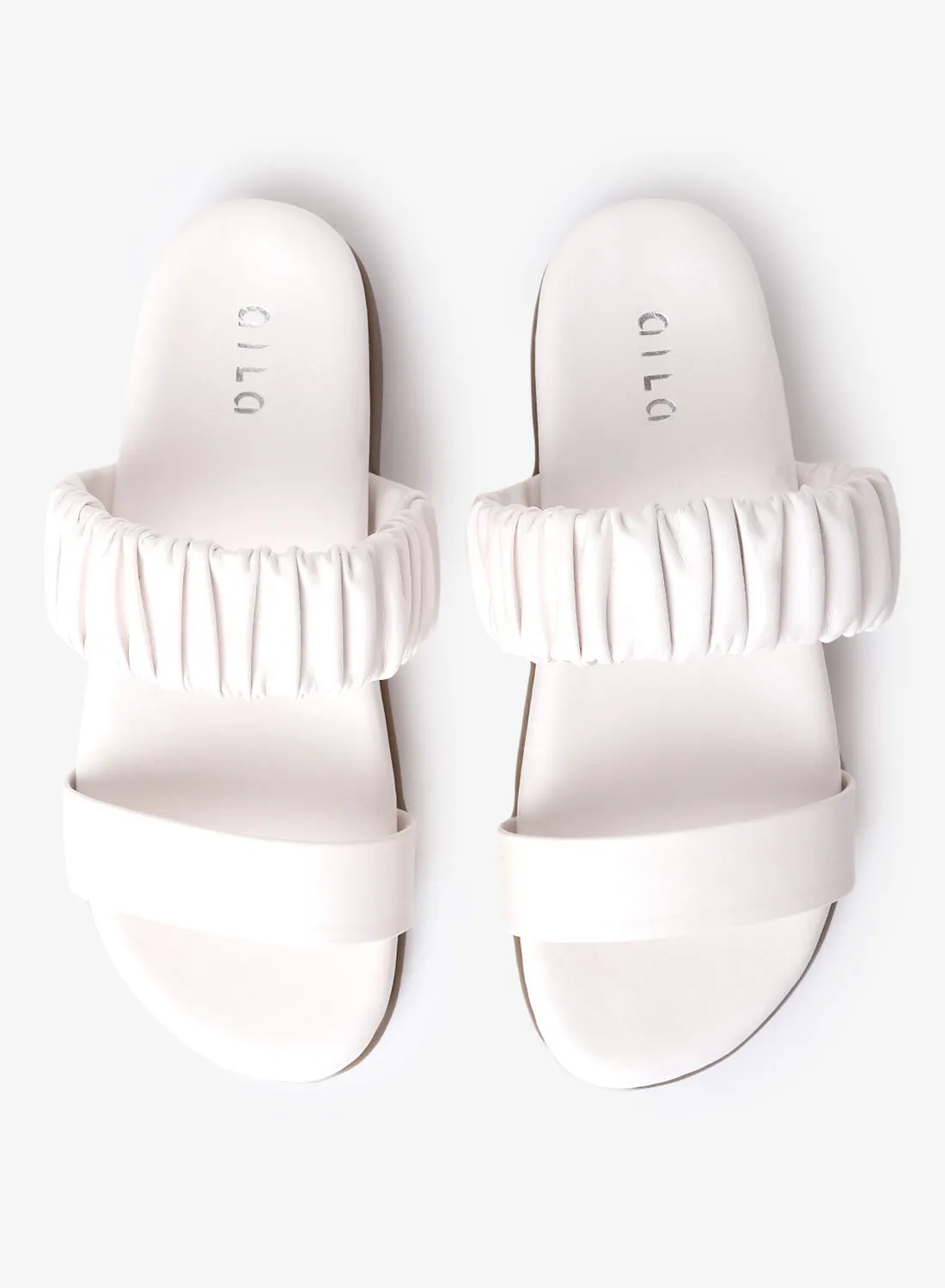 Aila Ruched Double Strap Platform White