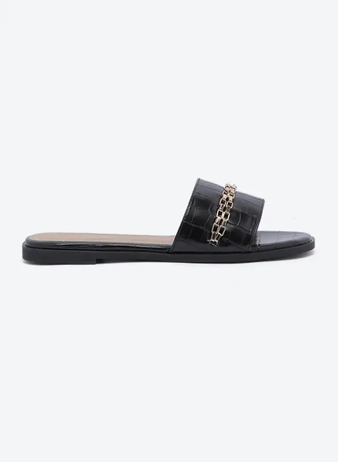 ZAHA Chain Embellished Flats Black